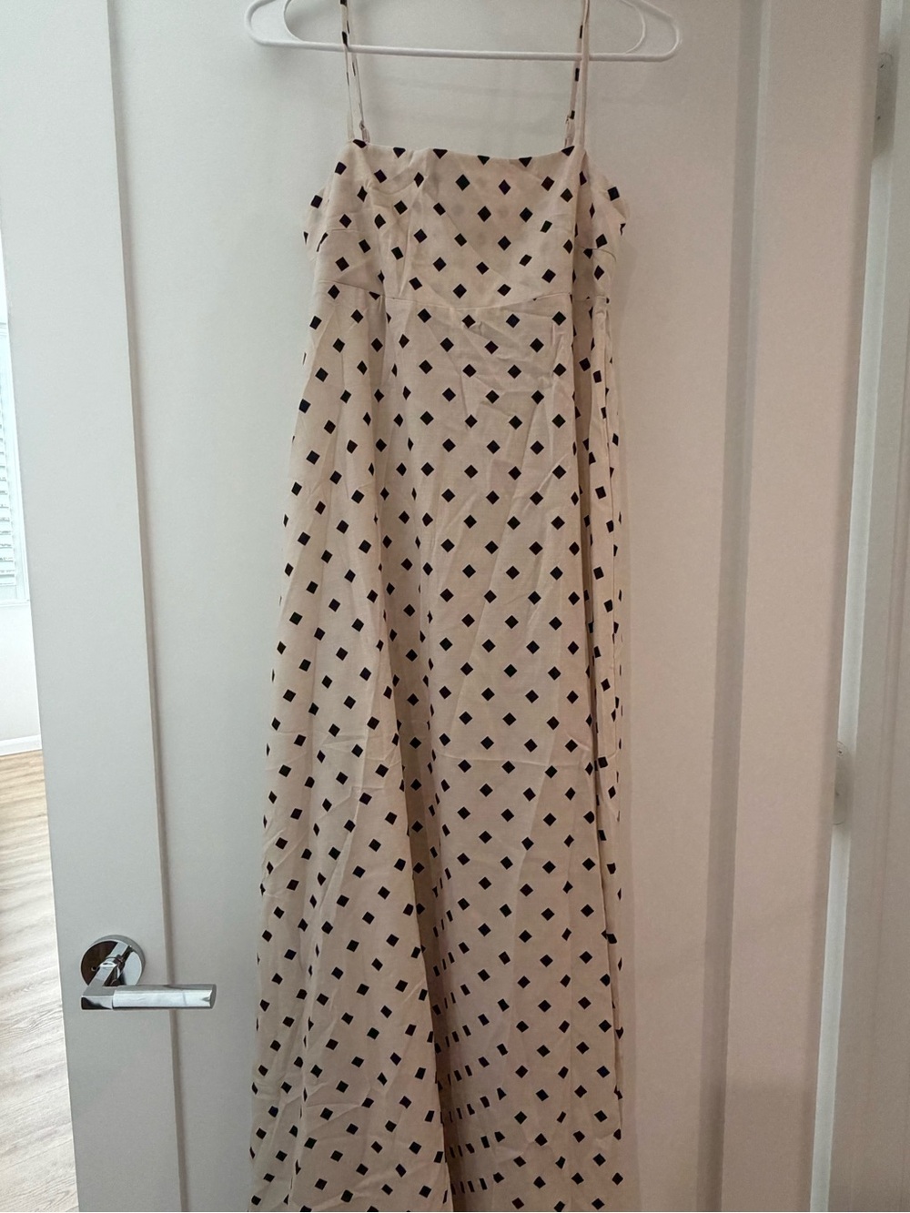 Commense Cream Maxi Dress with Black Diamond Print